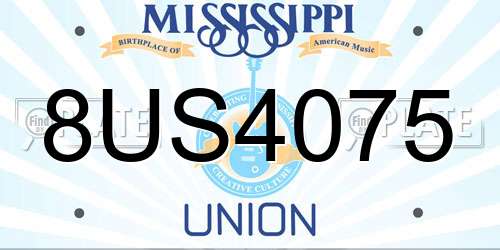 8US4075 Mississippi License Plate