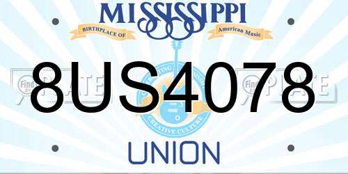 8US4078 Mississippi License Plate