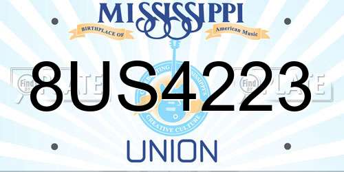 8US4223 Mississippi License Plate