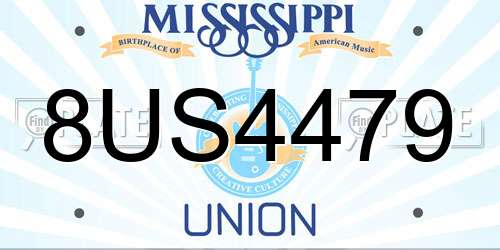 8US4479 Mississippi License Plate