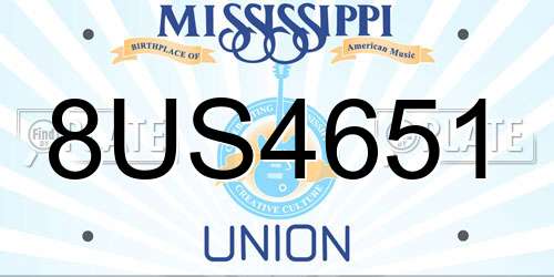 8US4651 Mississippi License Plate