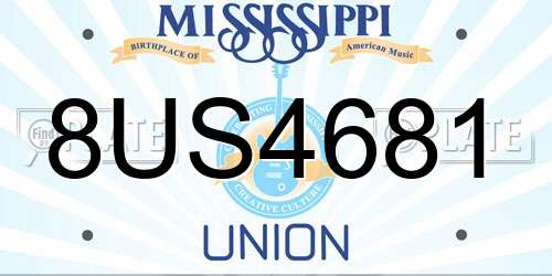 8US4681 Mississippi License Plate