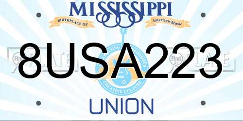 8USA223 Mississippi License Plate