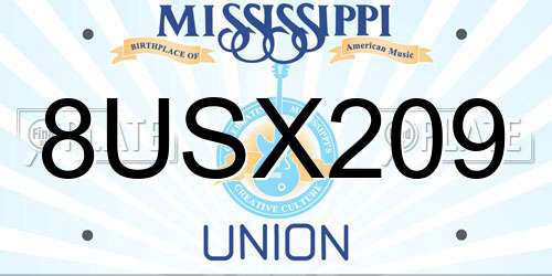 8USX209 Mississippi License Plate