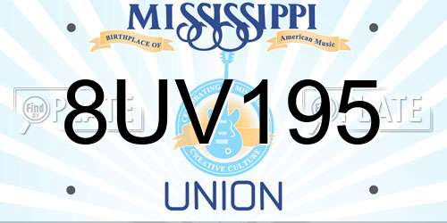 8UV195 Mississippi License Plate