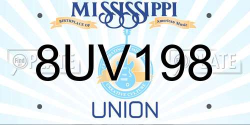 8UV198 Mississippi License Plate