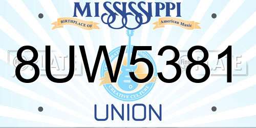 8UW5381 Mississippi License Plate