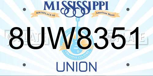 8UW8351 Mississippi License Plate