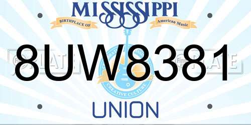 8UW8381 Mississippi License Plate