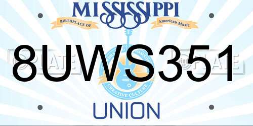 8UWS351 Mississippi License Plate