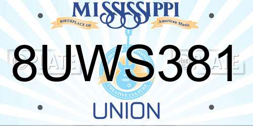 8UWS381 Mississippi License Plate