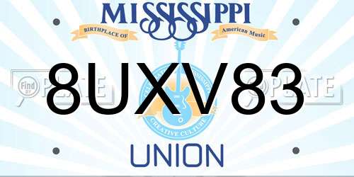 8UXV83 Mississippi License Plate