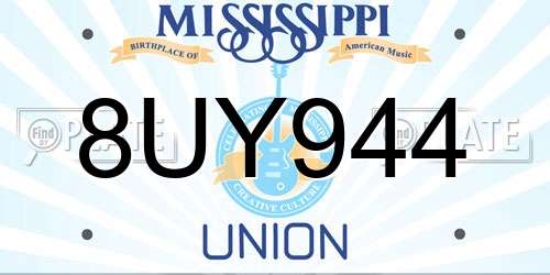 8UY944 Mississippi License Plate
