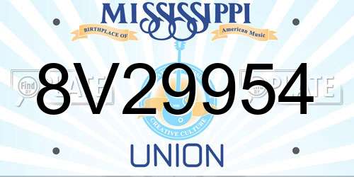 8V29954 Mississippi License Plate