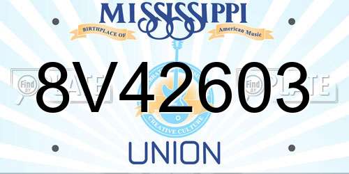 8V42603 Mississippi License Plate