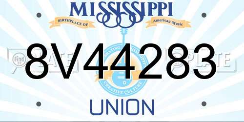 8V44283 Mississippi License Plate