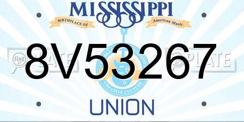 8V53267 Mississippi License Plate