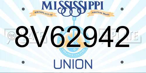8V62942 Mississippi License Plate