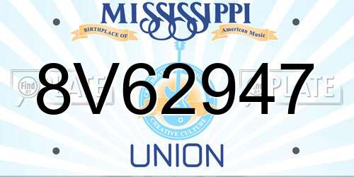 8V62947 Mississippi License Plate