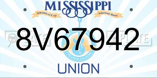 8V67942 Mississippi License Plate