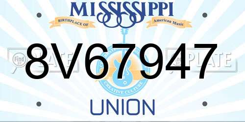 8V67947 Mississippi License Plate