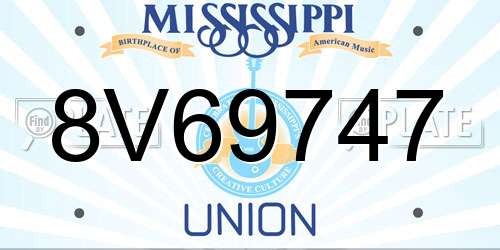 8V69747 Mississippi License Plate