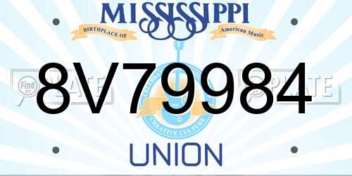 8V79984 Mississippi License Plate