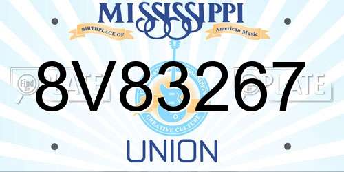 8V83267 Mississippi License Plate