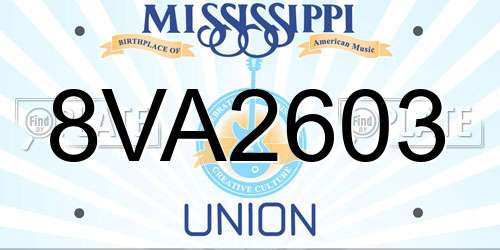 8VA2603 Mississippi License Plate