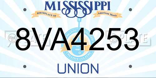 8VA4253 Mississippi License Plate