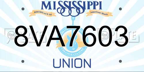 8VA7603 Mississippi License Plate