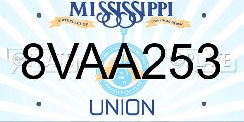 8VAA253 Mississippi License Plate