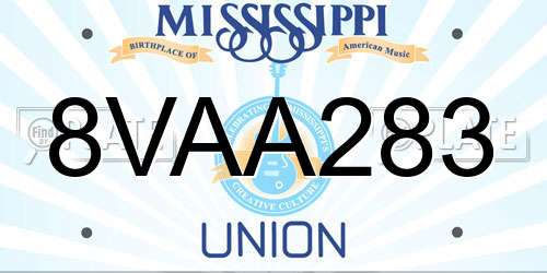 8VAA283 Mississippi License Plate