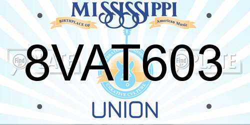 8VAT603 Mississippi License Plate