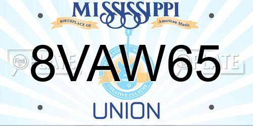 8VAW65 Mississippi License Plate