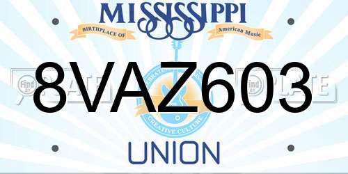 8VAZ603 Mississippi License Plate
