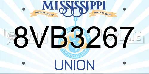 8VB3267 Mississippi License Plate