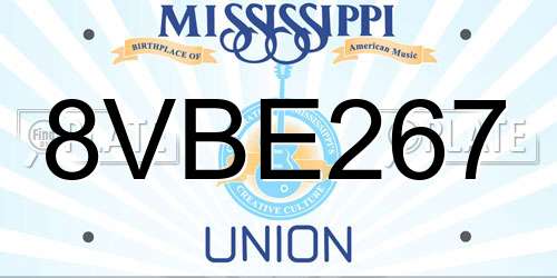 8VBE267 Mississippi License Plate