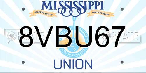 8VBU67 Mississippi License Plate