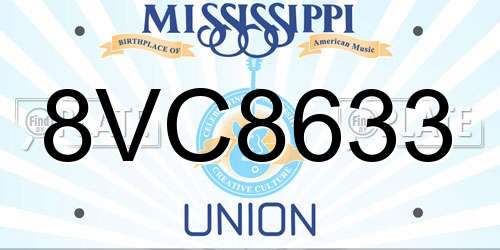 8VC8633 Mississippi License Plate