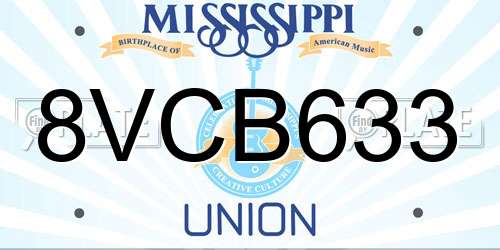 8VCB633 Mississippi License Plate
