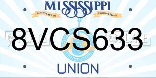 8VCS633 Mississippi License Plate