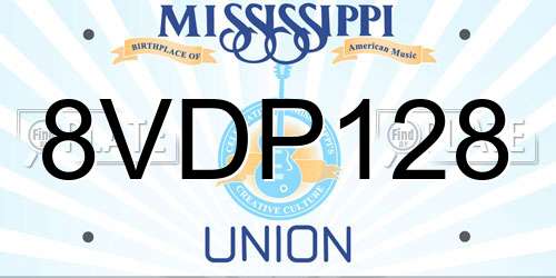 8VDP128 Mississippi License Plate