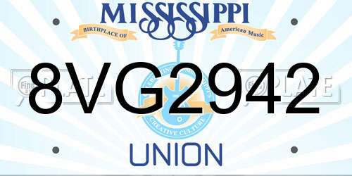 8VG2942 Mississippi License Plate