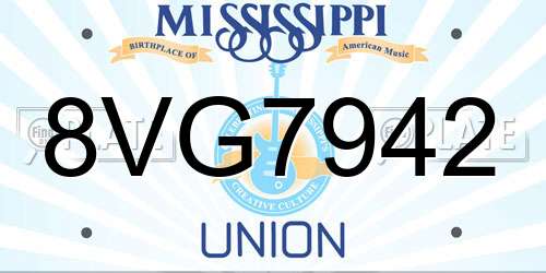 8VG7942 Mississippi License Plate