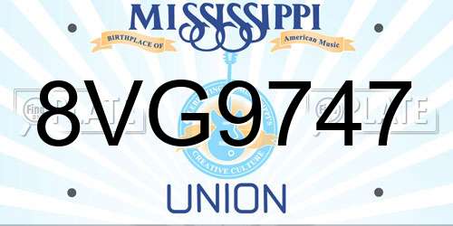 8VG9747 Mississippi License Plate