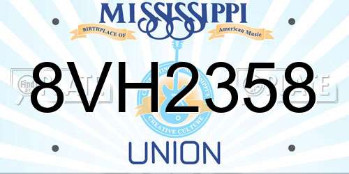 8VH2358 Mississippi License Plate