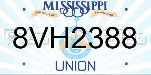 8VH2388 Mississippi License Plate
