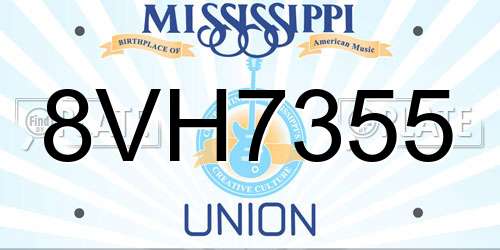 8VH7355 Mississippi License Plate