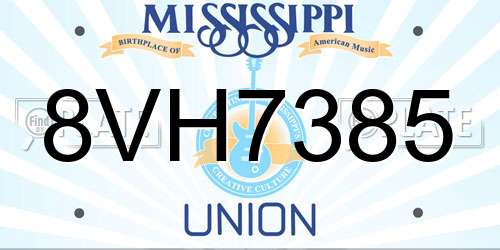 8VH7385 Mississippi License Plate